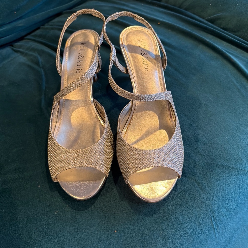 Kelly & Katie Shimmering silver Heels